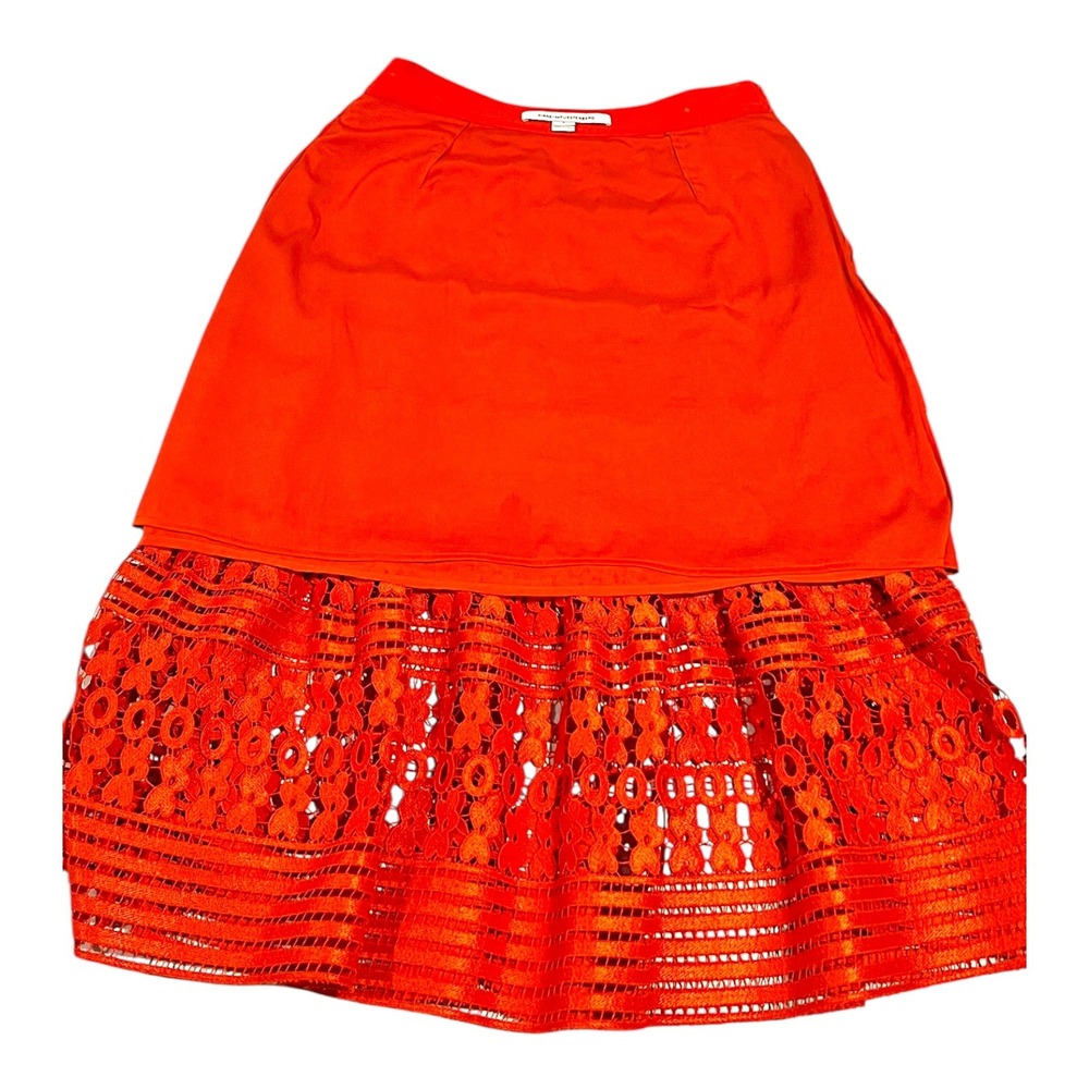 Diane von Furstenberg Tatiana Lace Skirt Womens Orange Size 8‎ - Picture 7 of 13